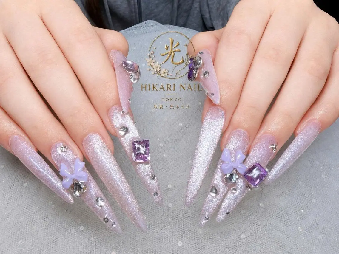 ネイル チークネイル 長さ出し フレンチネイル ガーリー ハロウィン ハンドネイル HikariNail Ikebukuroのネイルデザイン