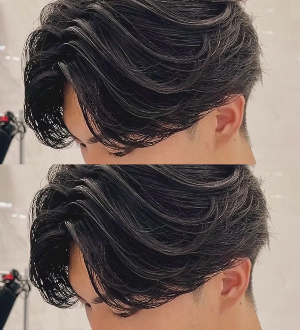 メンズ 縮毛矯正 SENSE毛流れ センターパートみきとのヘアスタイル
