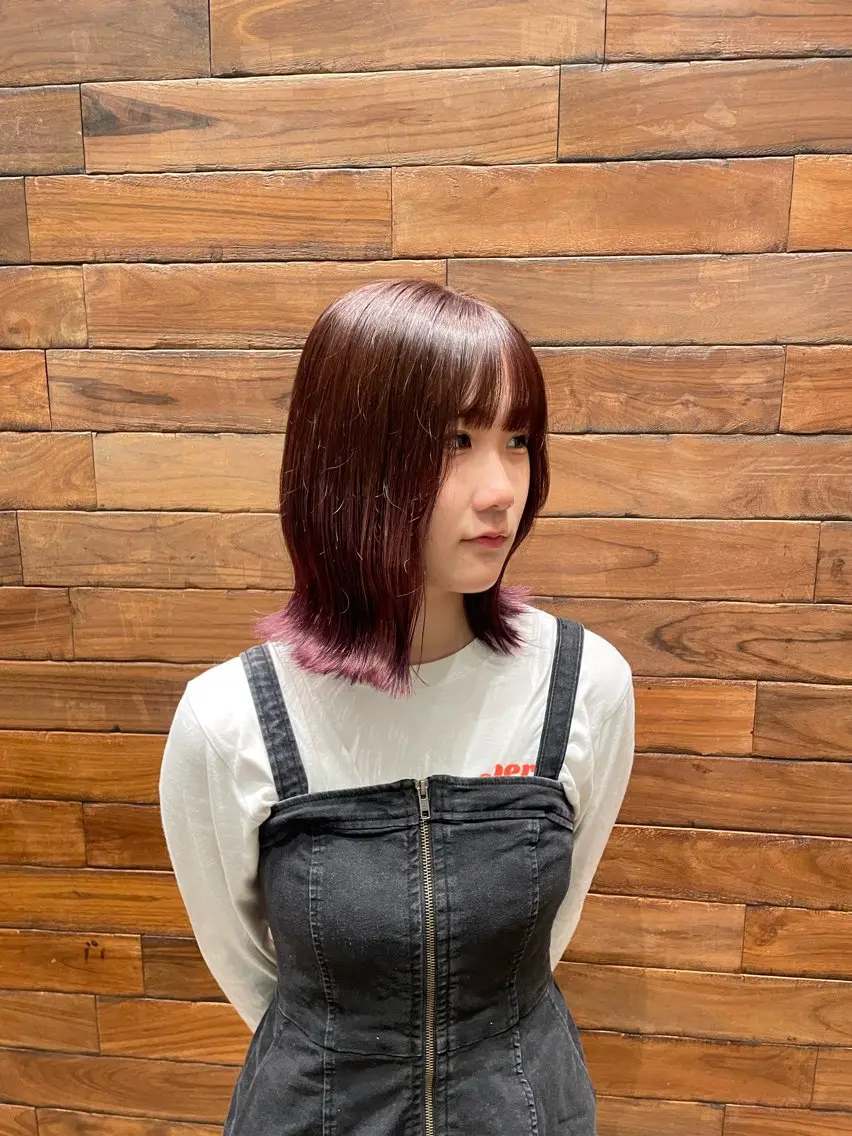 ミディアム カット ヘアカラー ショート 顔周りレイヤー/マオのヘアスタイル