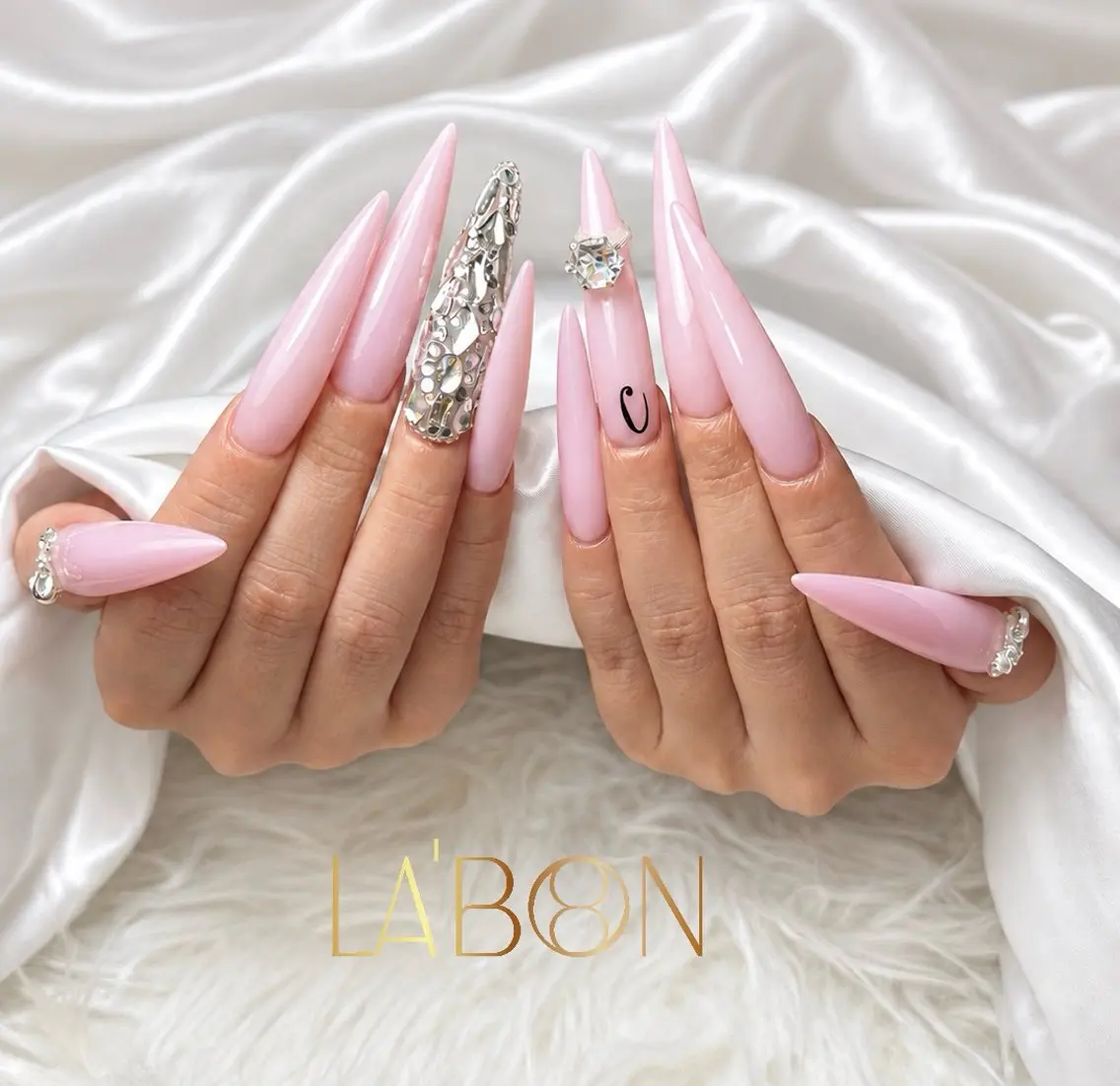 ネイル アートネイル ジェルネイル キラキラネイル 韓国ネイル ロングネイル Labon Nails Artのネイルデザイン