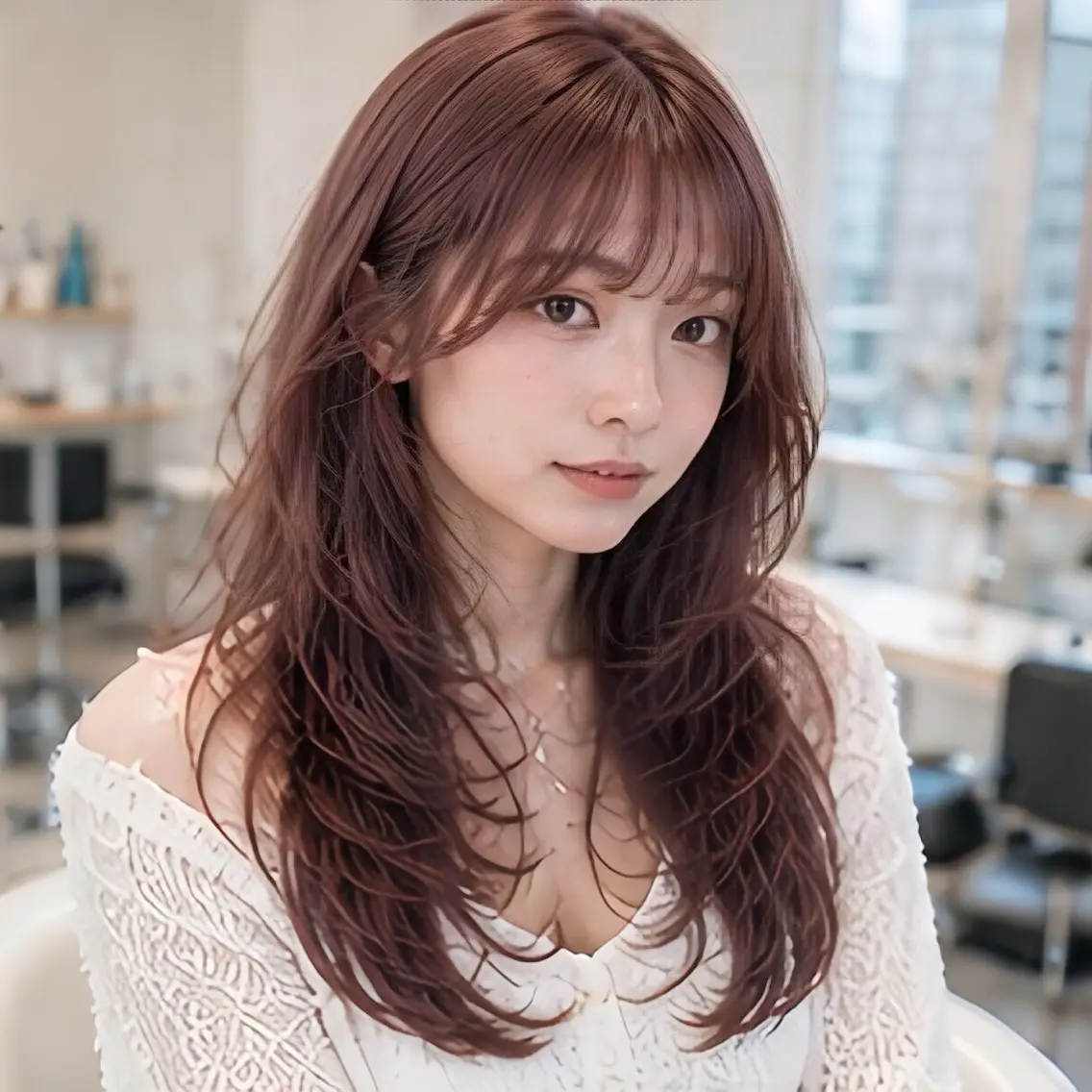 ロング カラー カット ヘアカラー 池袋/前髪/顔周り 🎀髪質改善おばかんのヘアスタイル