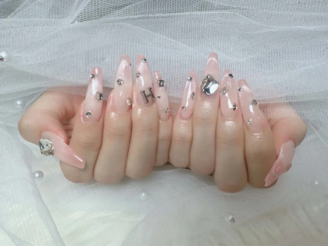 ネイル 韓国ネイル 水色 マグネットネイル ニュアンスネイル オフィスネイル ハンドネイル Hana Rose Nailのネイルデザイン
