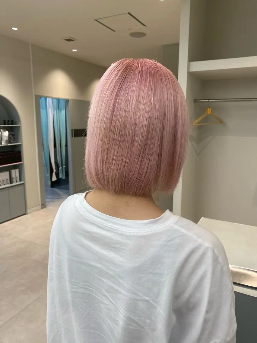 ショート カラー ブリーチ ピンクカラー 🫧髪質改善/斎藤 奈々/岡山美容師🫧のヘアスタイル