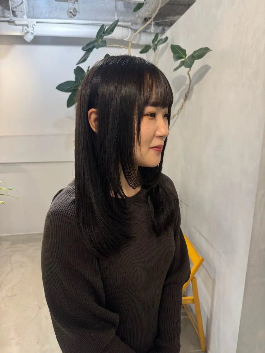 ミディアム カット ヘアセット 新宿/顔周りカット +レイヤー=しずく♩のヘアスタイル