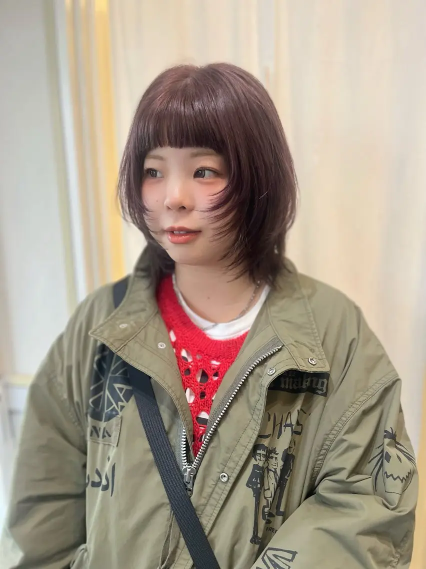 ミディアム カット ヘアカラー 金沢市/美容師/ 岡島由希美のマツエク・マツパデザイン