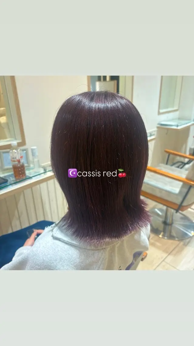 カラー カシス レッドカラー ブリーチモデル募集中 𓂃⟡.· サヤのヘアスタイル