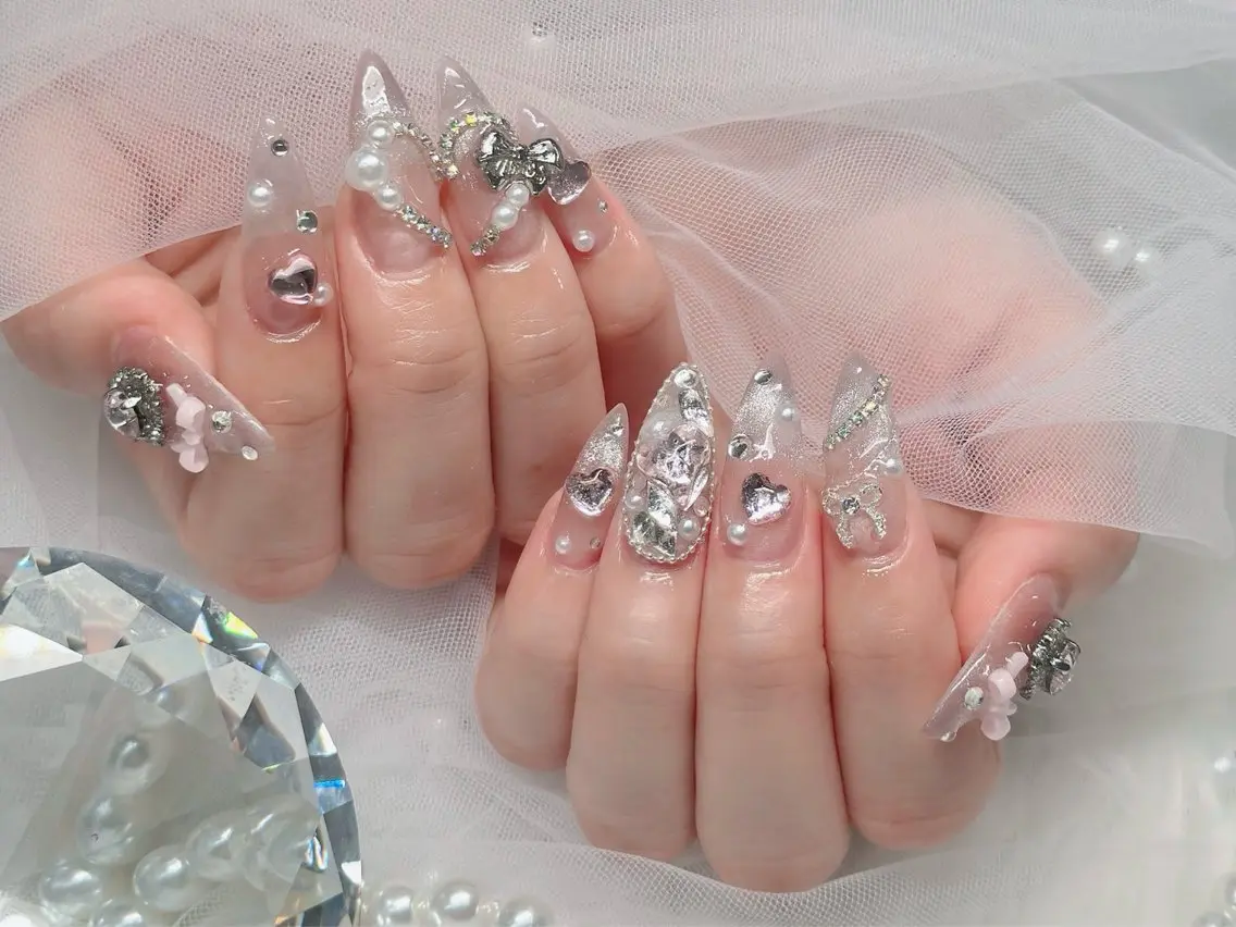 ネイル アートネイル 長さ出し ジェルネイル グラデーション マグネットネイル Mi nailsのネイルデザイン