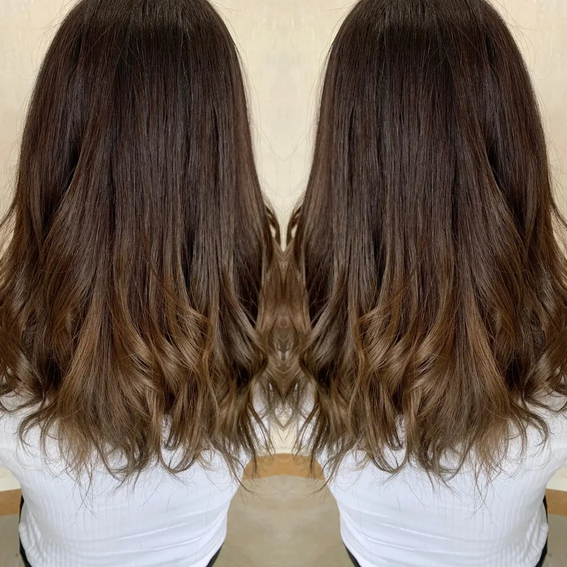 ロング カラー アッシュ カット ヘアカラー トリートメント LUXBE LUCEのヘアスタイル
