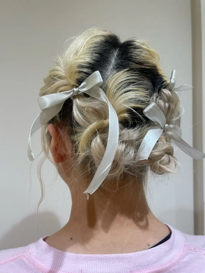ショート ヘアアレンジ ショートボブ ボブ 三つ編み ショートヘア ヘアセット 韓国ヘアメイク🎀/ 縮毛矯正✨山本媛香のヘアスタイル