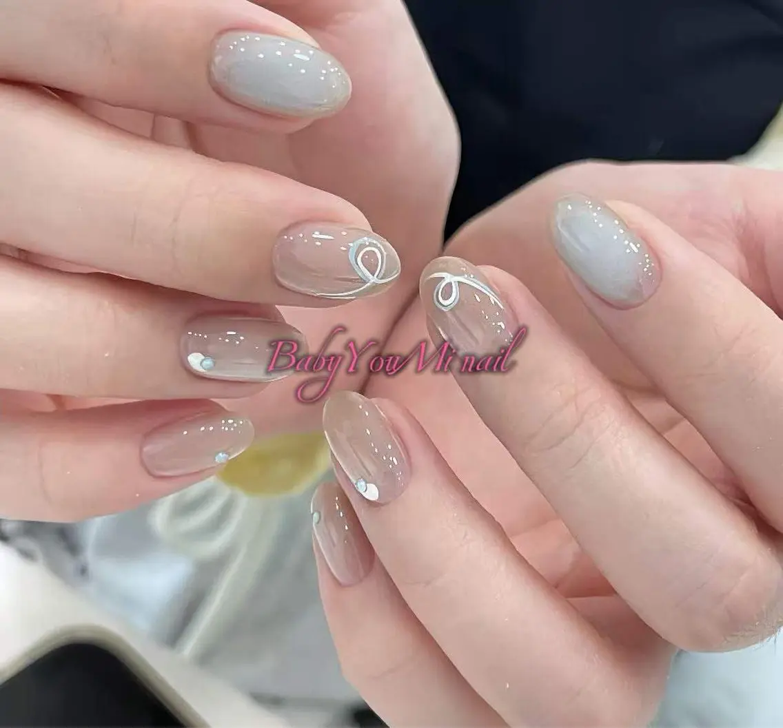ネイル オーロラネイル チークネイル 成人式 フットネイル フレンチネイル ハンドネイル BabyYouMi nailのネイルデザイン