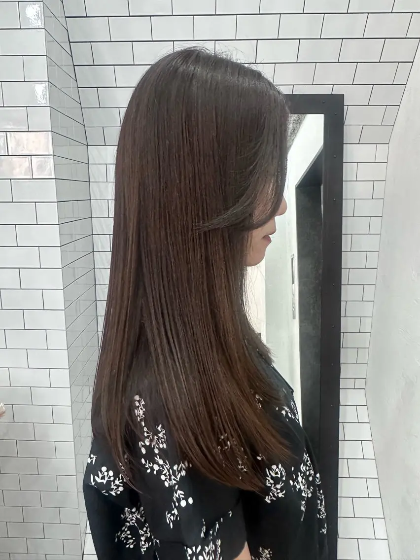ロング カット 縮毛矯正 トリートメント 妙見 知洋のヘアスタイル