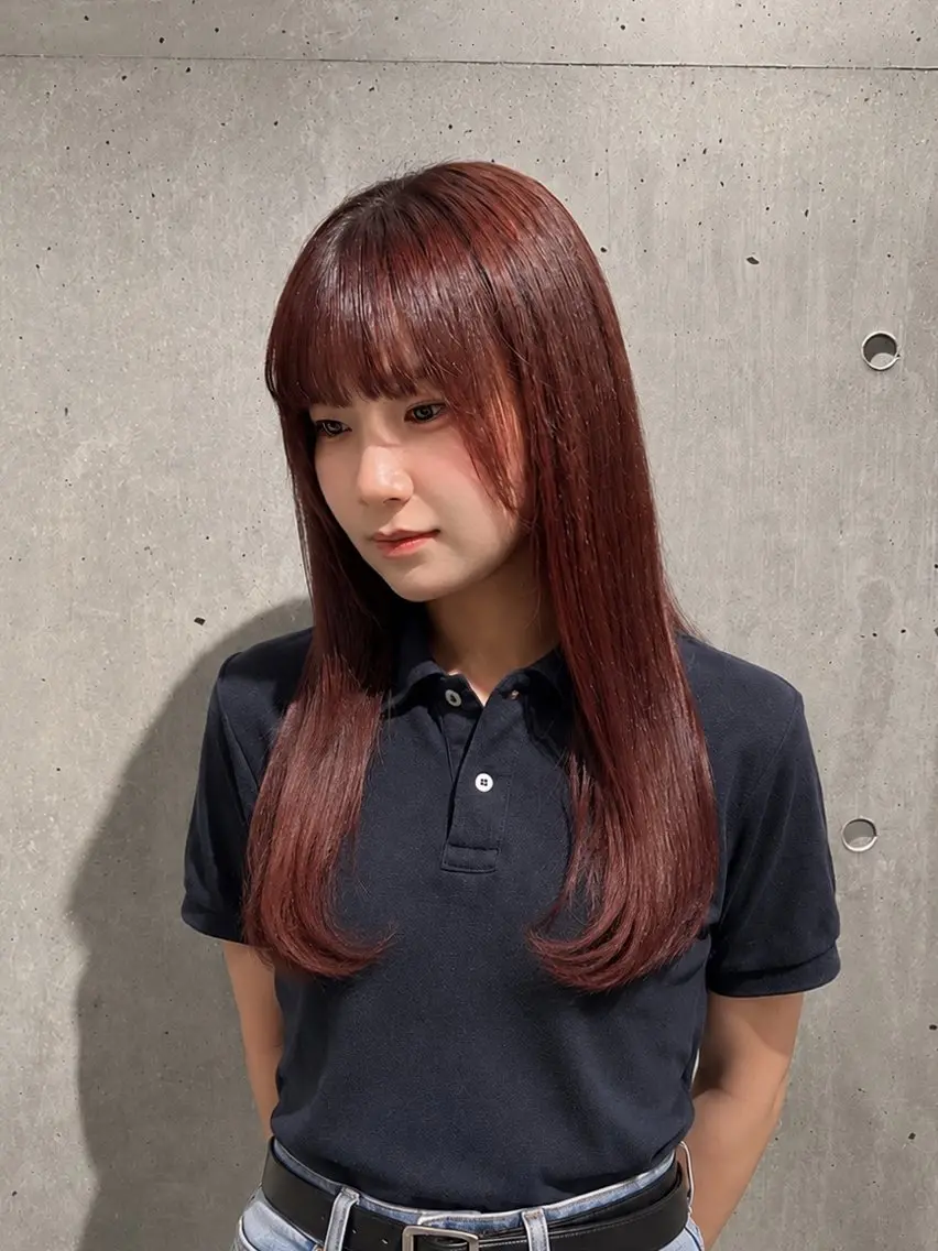 セミロング ヘアカラー トリートメント カラー/縮毛矯正🌟 奈寧のヘアスタイル