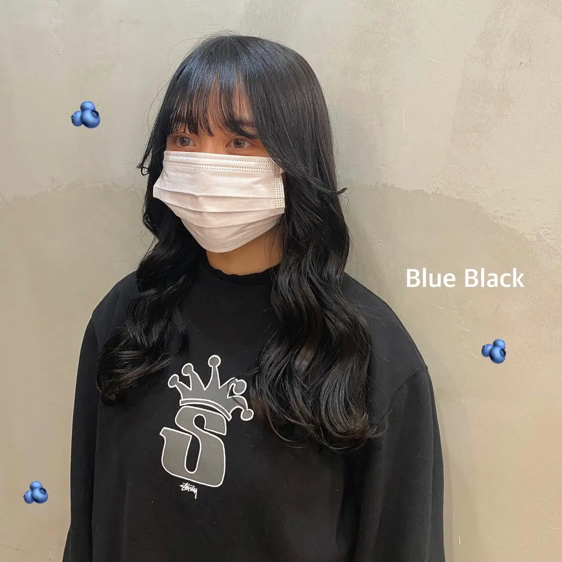 ロング カラー 黒髪 ブルーカラー ブルーブラック 透明感カラー SOURCE 茶屋町　奥井杏奈のヘアスタイル
