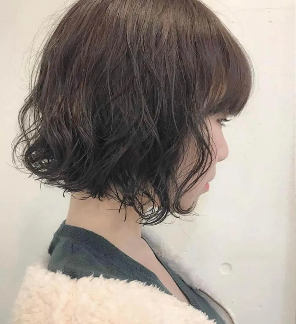 ショート カラー パーマ ニュアンスパーマ カット パーマ ショート/韓国ヘア Moto✂︎のヘアスタイル