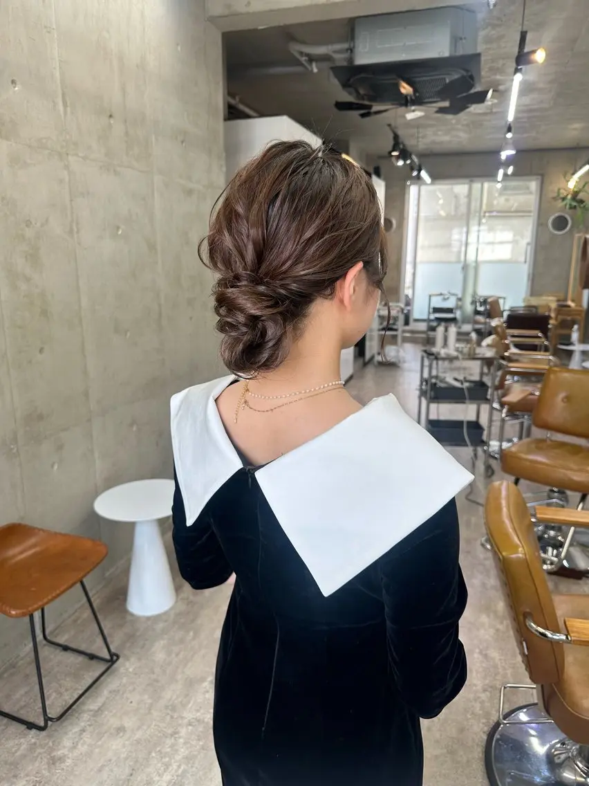 ミディアム ヘアアレンジ オレンジブラウン ヘアセット カットモデル募集中 ／HARUKA🎀のヘアスタイル