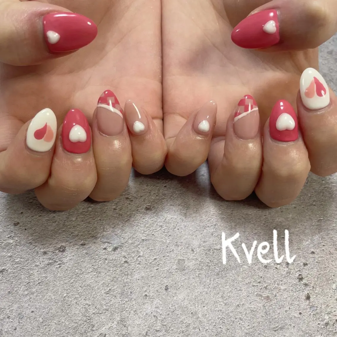 ネイル ハート ハンドネイル nailsalon Kvellのネイルデザイン