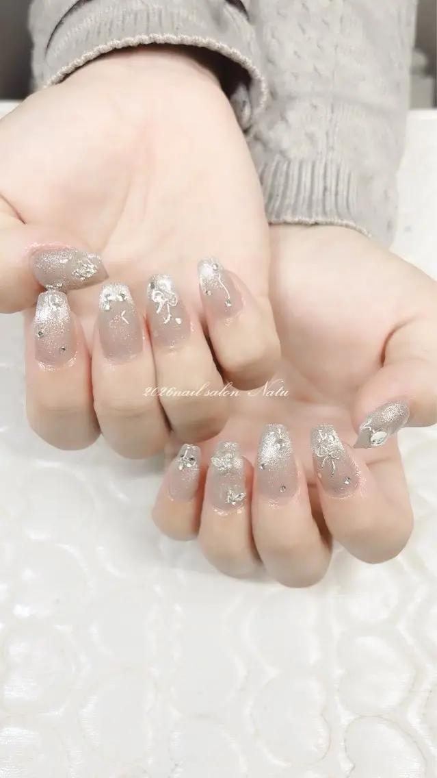 ネイル 長さ出し ロングネイル マグネットネイル nailsalon Natuのネイルデザイン