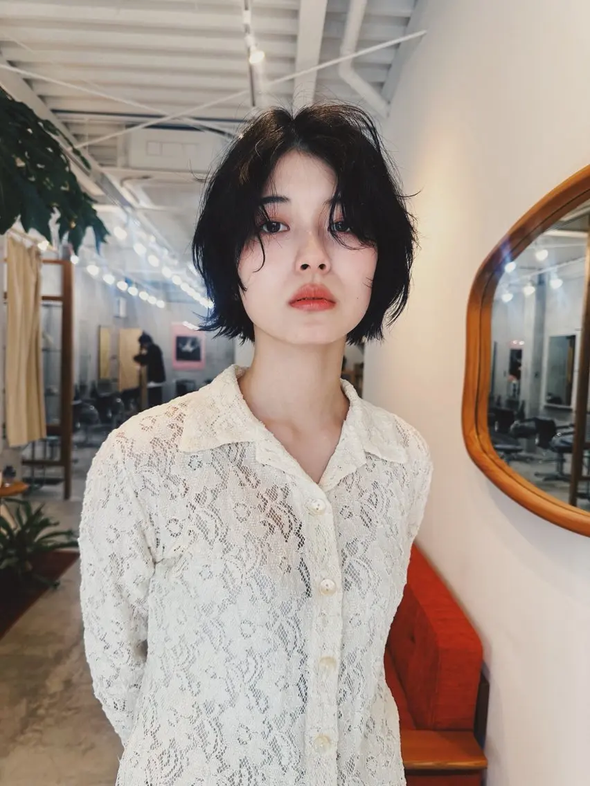 ミディアム ナガミ ショウのヘアスタイル