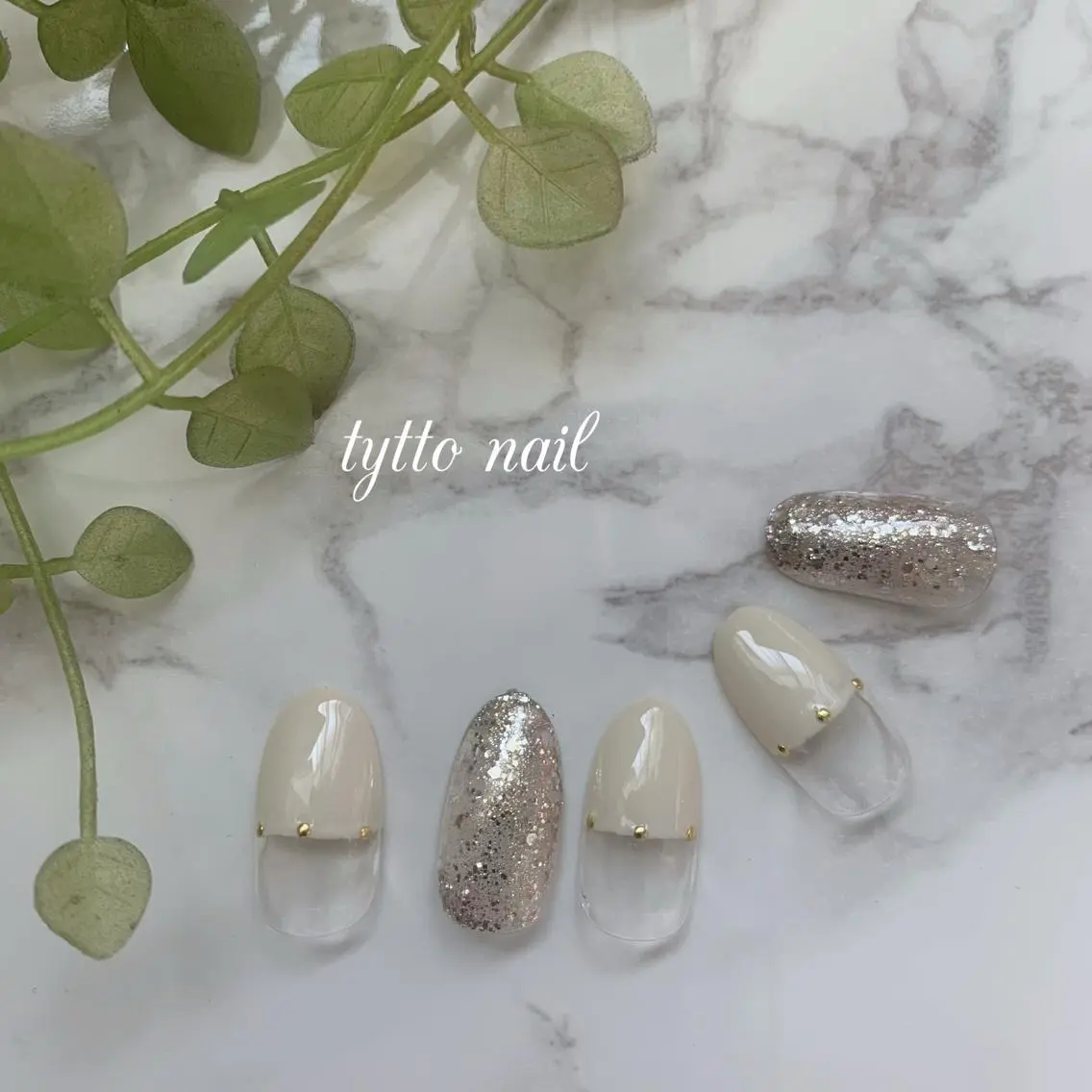 ネイル フレンチネイル ラメ(グリッター) ハンドネイル tytto nail ❤︎‪‪eri‪‪のネイルデザイン