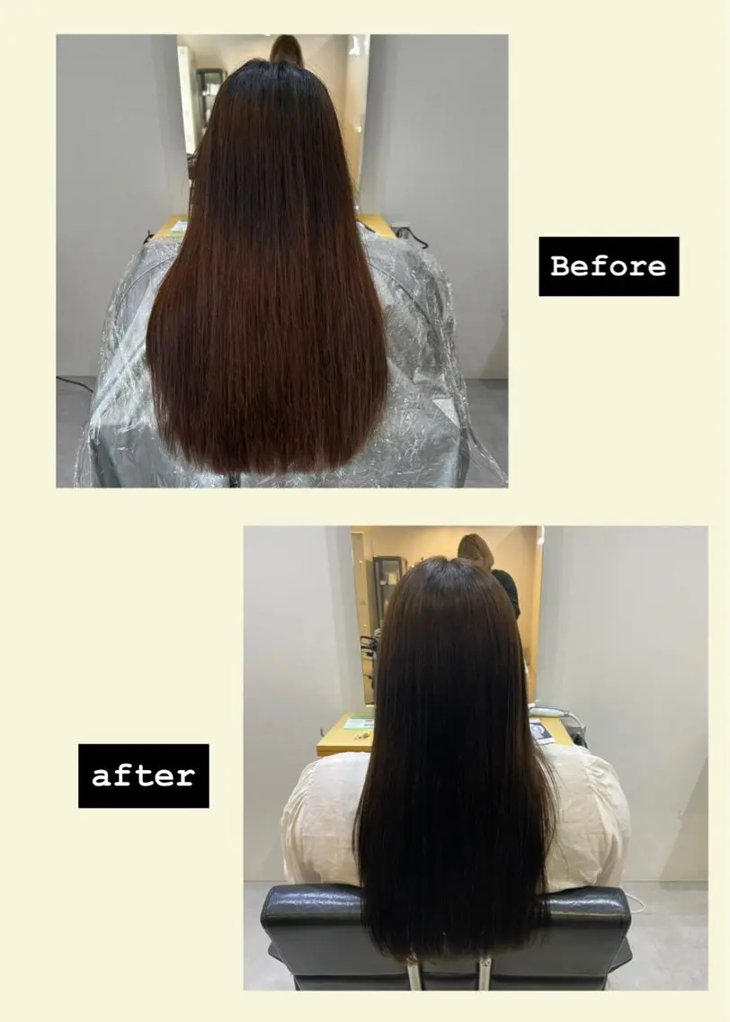 ロング カラー ベージュカラー オリーブベージュ オレンジ クオルシアカラー Agu hair noman マナのヘアスタイル