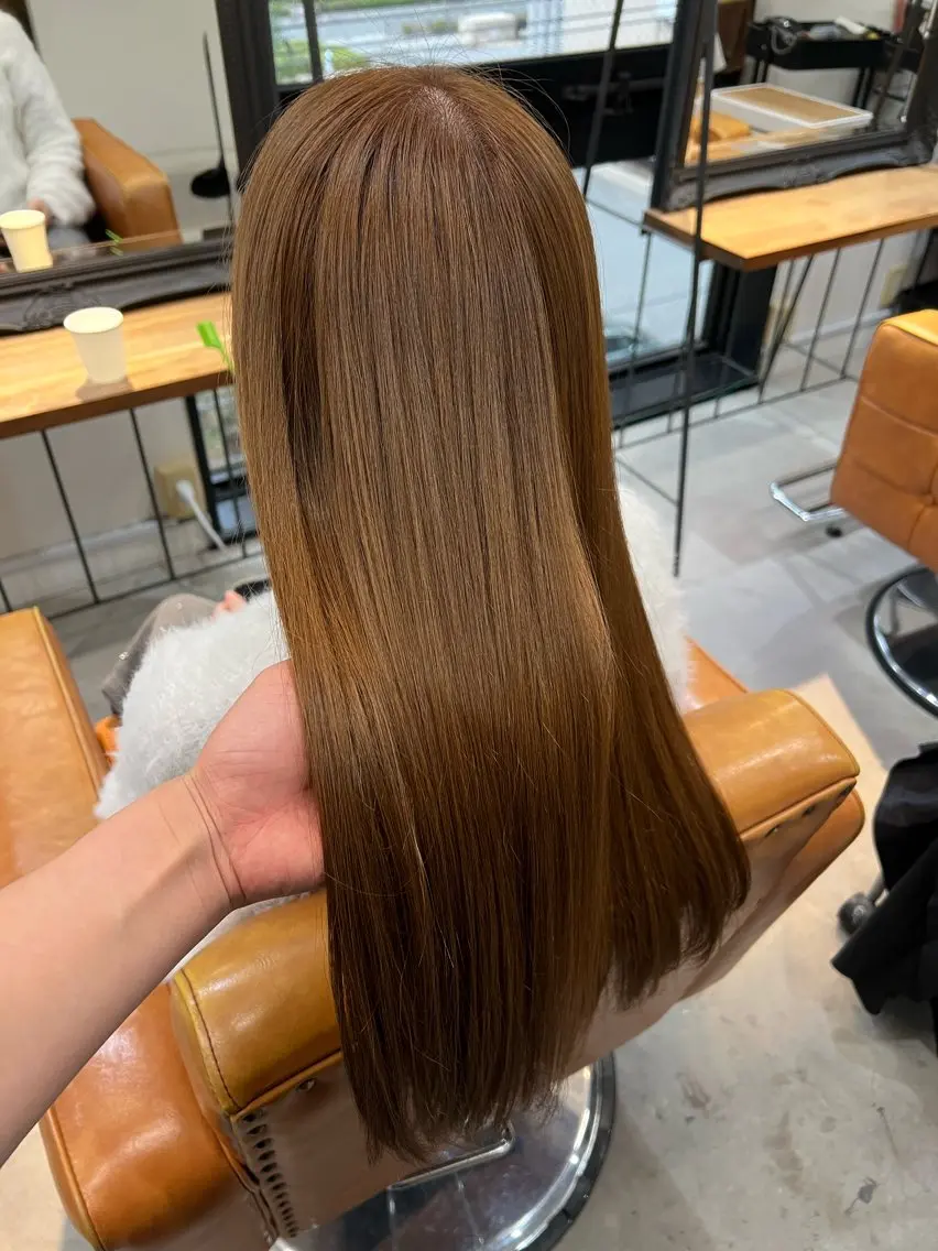 ロング カラー ブリーチ ブラウンカラー ブリーチなしカラー Aina /大阪梅田美容室🎨のヘアスタイル