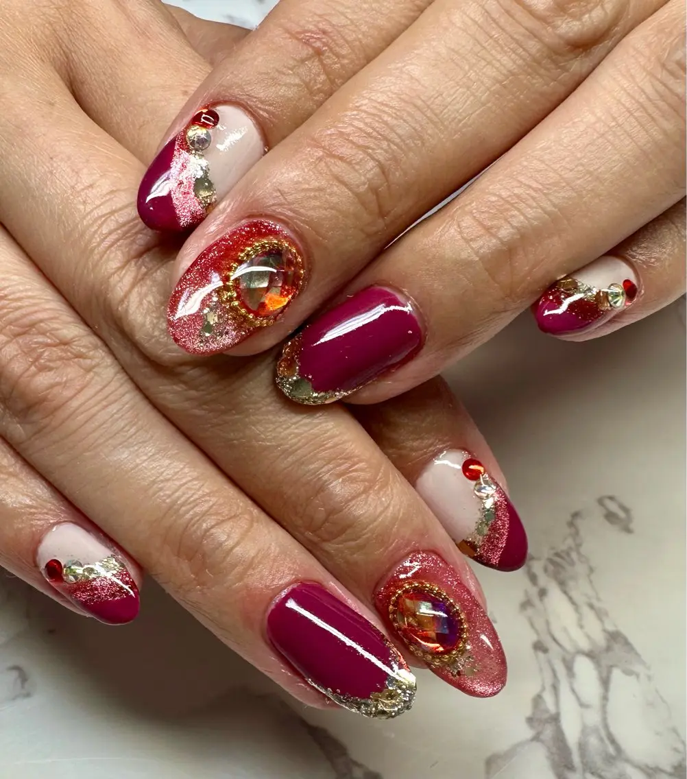 ネイル アートネイル チークネイル キラキラネイル ラメ(グリッター) マグネットネイル Mai’s nailのネイルデザイン