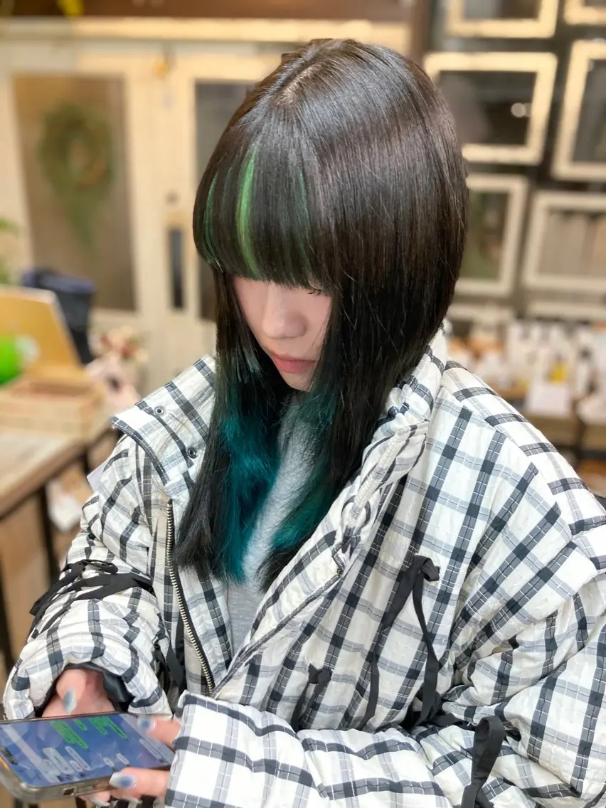 ロング カラー レイヤーカット ヘアカラー 新田龍之輔 →メンズ/派手髪のヘアスタイル