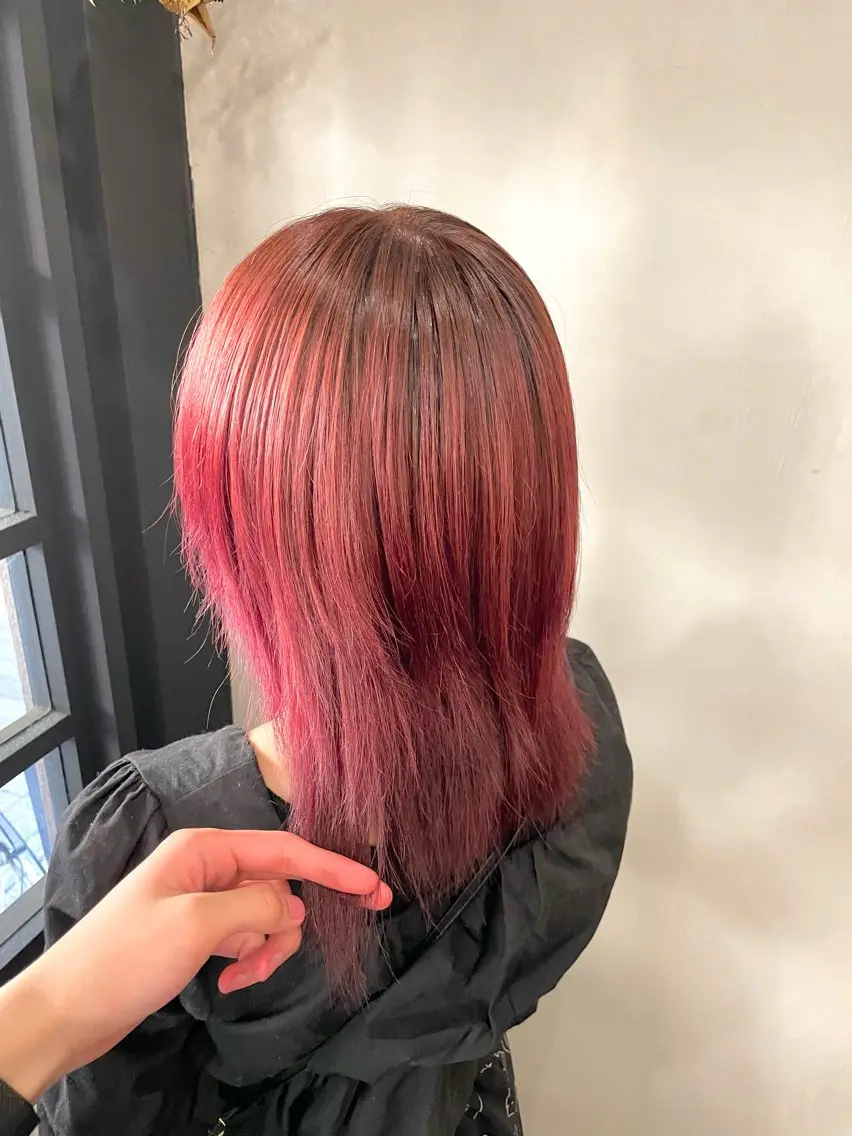 セミロング カラー レッドカラー ✨レディースカット モデル募集✨イブキのヘアスタイル