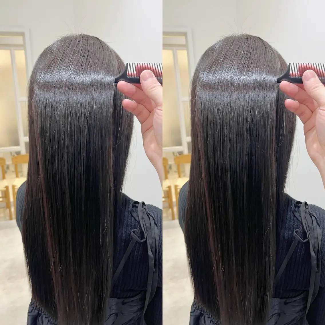 ロング 縮毛矯正/髪質改善 カラー/レイヤーのヘアスタイル