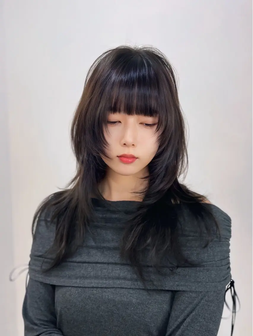 ロング カラー ハッシュカット レイヤーカット カット ヘアカラー トリートメント 渋谷レイヤーカット❌ 縮毛矯正専門/武田涼のヘアスタイル