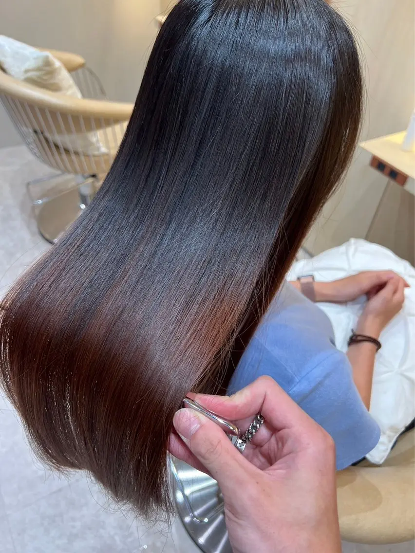 ロング カット ヘアカラー トリートメント ❤️縮毛矯正❤️ 髪質改善❤️平野実花のヘアスタイル