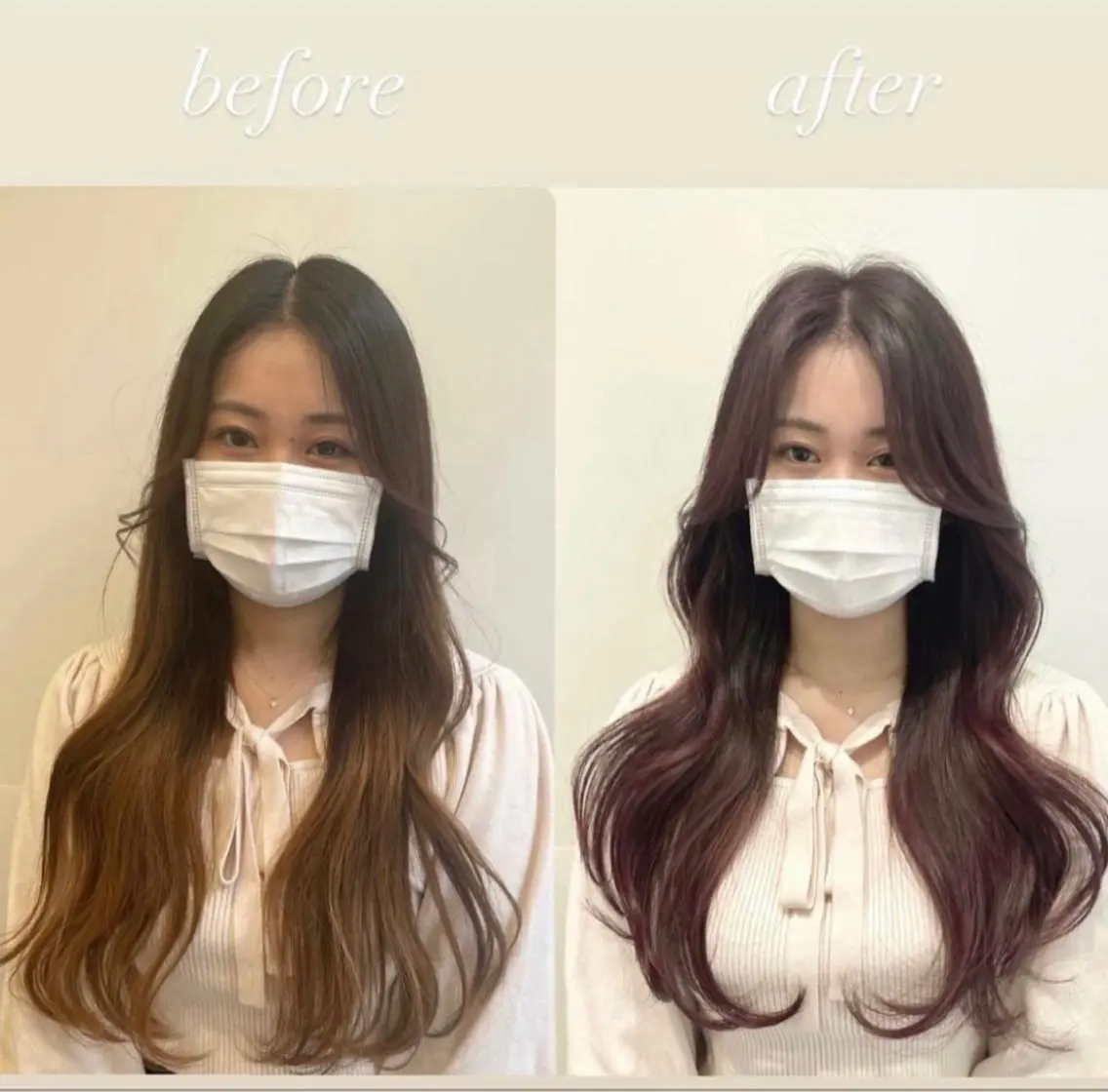 ロング 韓国風ヘア レイヤーカット カット ヘアカラー トリートメント ❤︎︎韓国ヘア❤︎︎ 𝑺𝒉𝒊𝒉𝒐のヘアスタイル