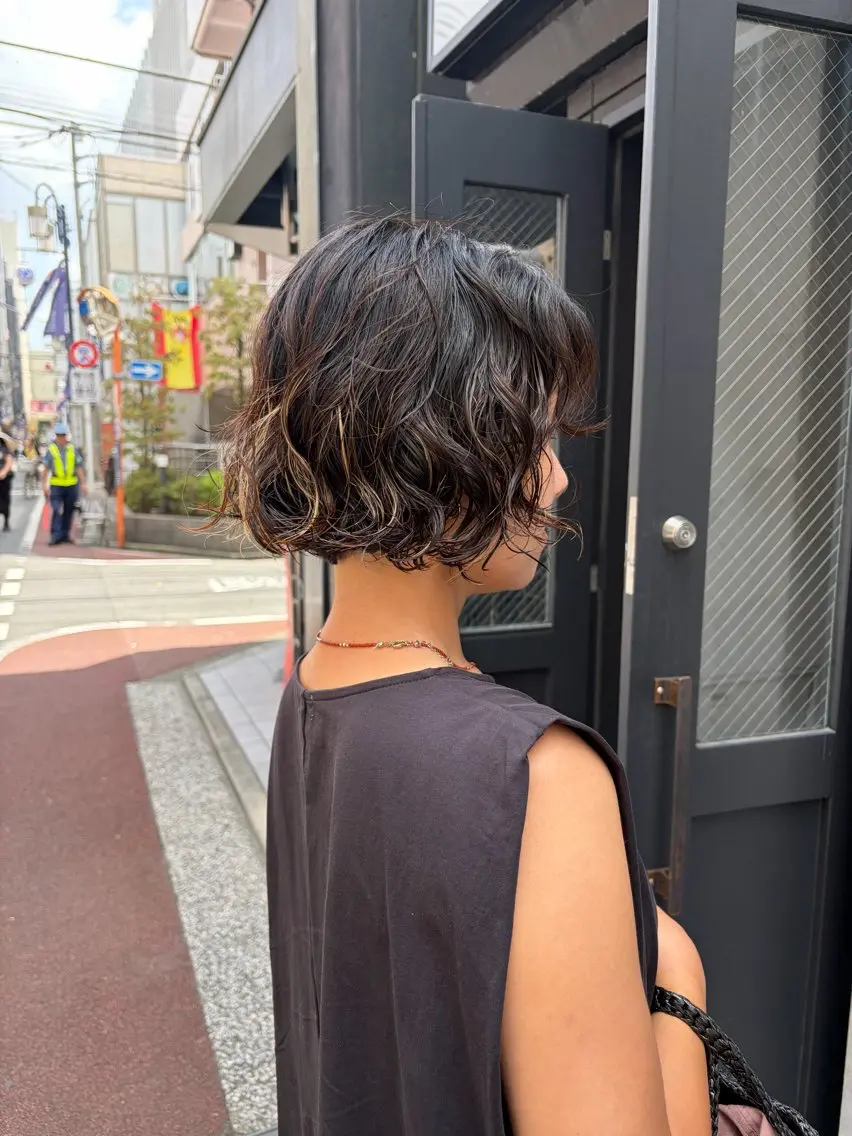 ミディアム パーマ カット パーマ トリートメント レイヤー×初 パーマ|hinakoのヘアスタイル