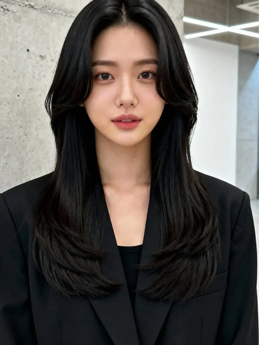 ロング ロングレイヤー くびれヘア 顔まわりレイヤー 韓国風ヘア レイヤーカット カット トリートメント 韓国レイヤーカット 🫧大阪梅田レイヤーのヘアスタイル