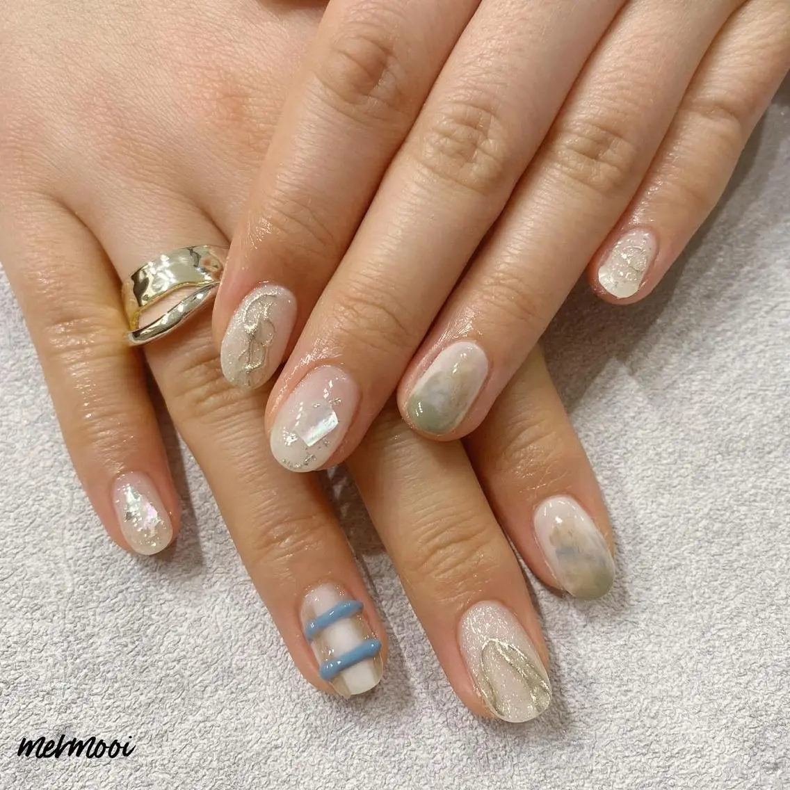 ネイル クリアネイル 氷ネイル・うるうるネイル マットネイル ミラーネイル ニュアンスネイル mermooi nailのネイルデザイン