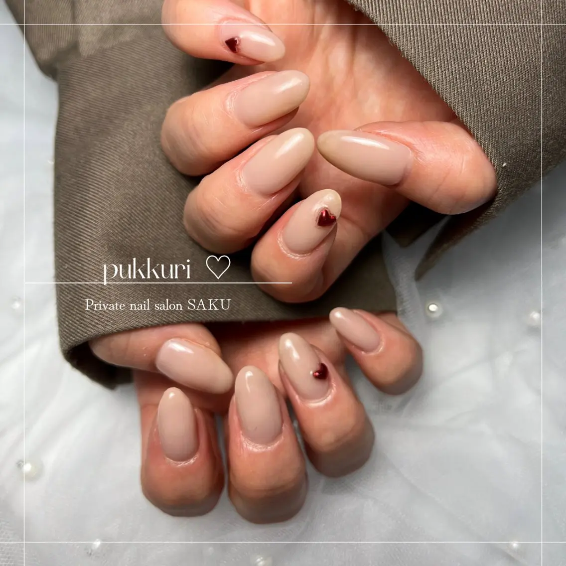 ネイル ハート ぷっくりネイル SAKU nail 作島茜のネイルデザイン