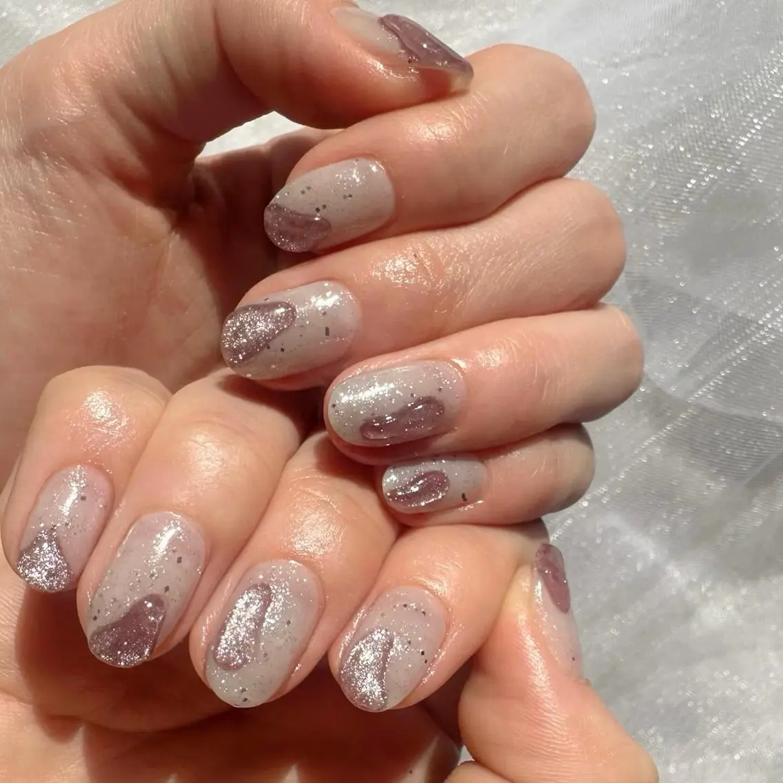 ネイル オーロラネイル クリアネイル 氷ネイル・うるうるネイル キラキラネイル 韓国ネイル 🪞KAPE NAIL 🪞のネイルデザイン