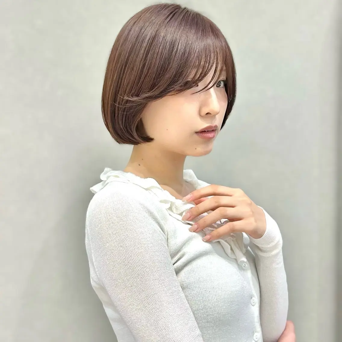 ミディアム カット ヘアカラー トリートメント 🍎大人可愛い小顔 ボブ🍏shioのヘアスタイル