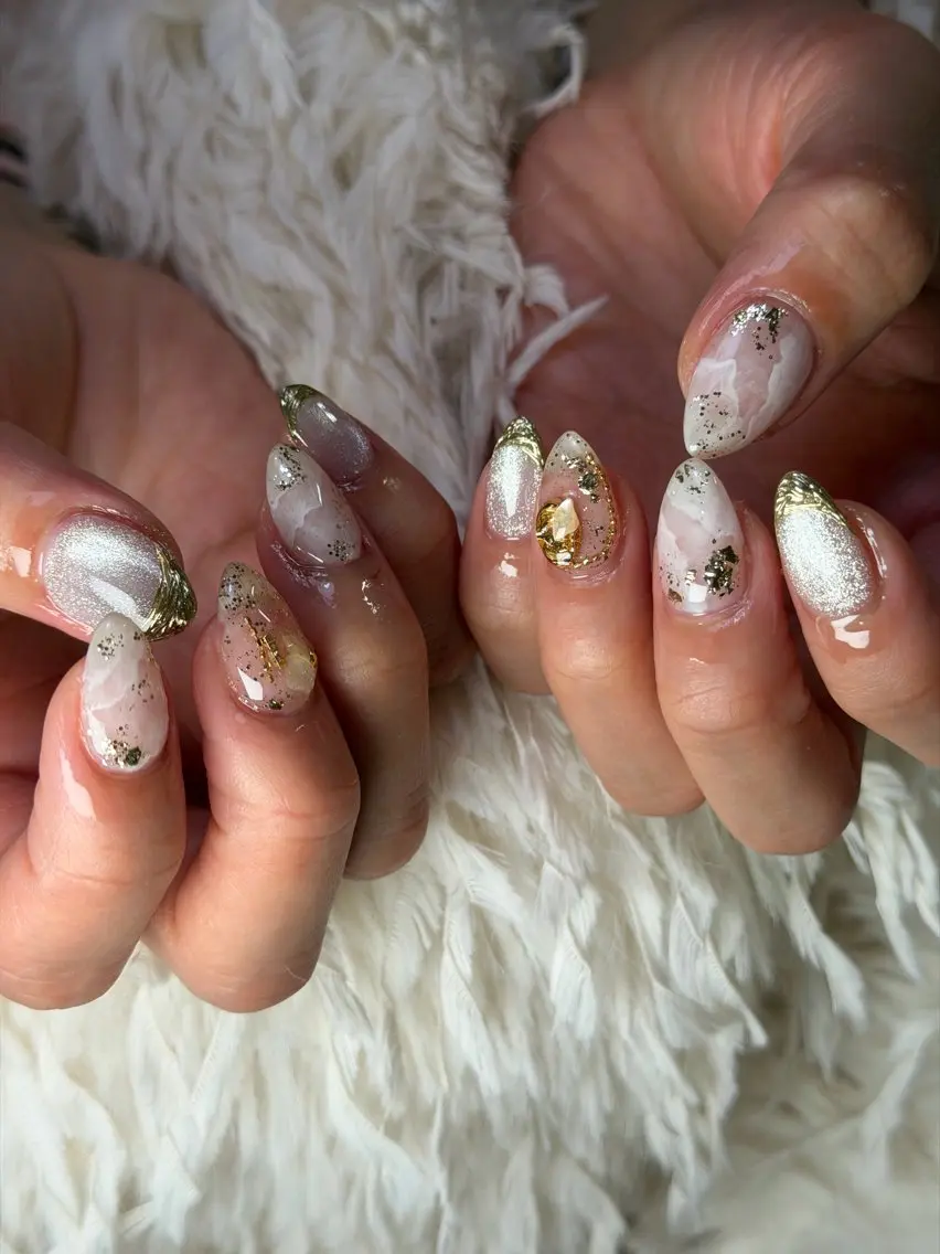 ミディアム ハンドネイル Latte Nail 十三のネイルデザイン