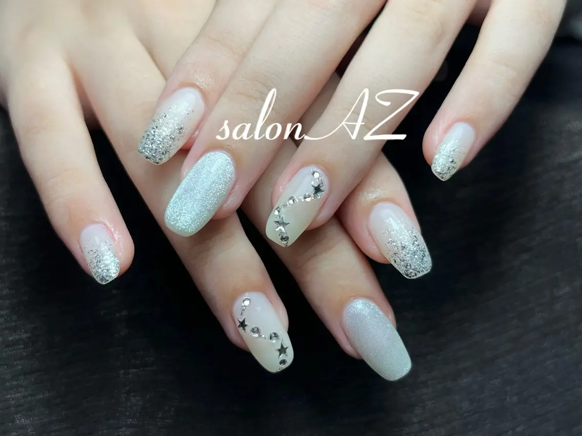 ネイル アートネイル 長さ出し フットネイル フレンチネイル ジェルネイル salon AZのネイルデザイン