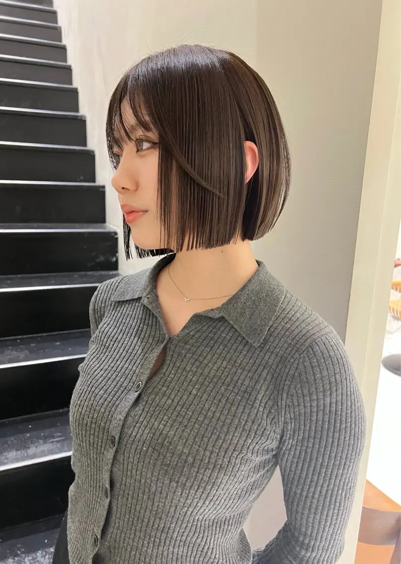 ショート ボブ 縮毛矯正 カット 小顔ボブ jilblanカホのヘアスタイル