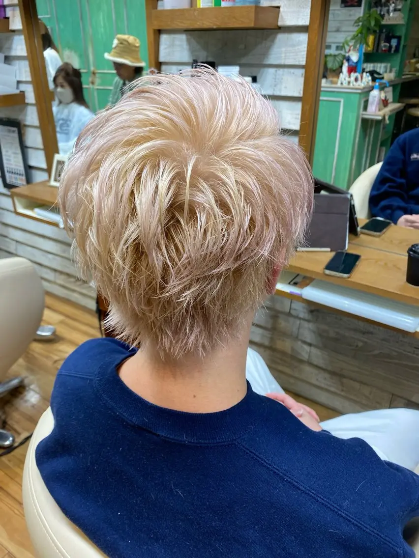 カラー メンズ メンズブリーチ ブリーチ ブロンド 透明感カラー ダブルカラー Men's Rico Chihayaのヘアスタイル