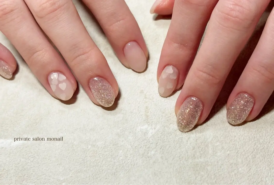 ネイル ハート バレンタイン ハンドネイル nail salon monailのネイルデザイン