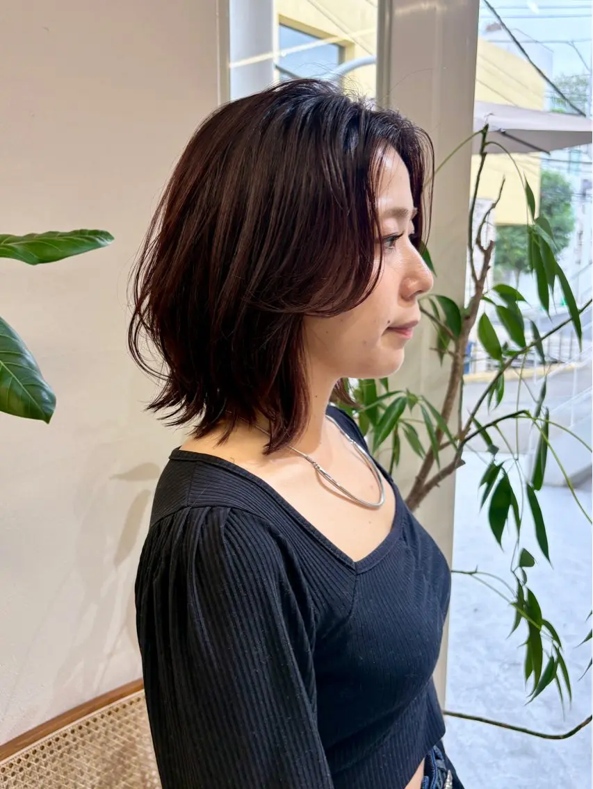 ミディアム カラー ブラウンカラー レッドカラー レッドブラウン ボブ 韓国風ヘア カット ヘアカラー トリートメント ヘアセット 💎韓国風レイヤー /ボブ💎Namiのヘアスタイル