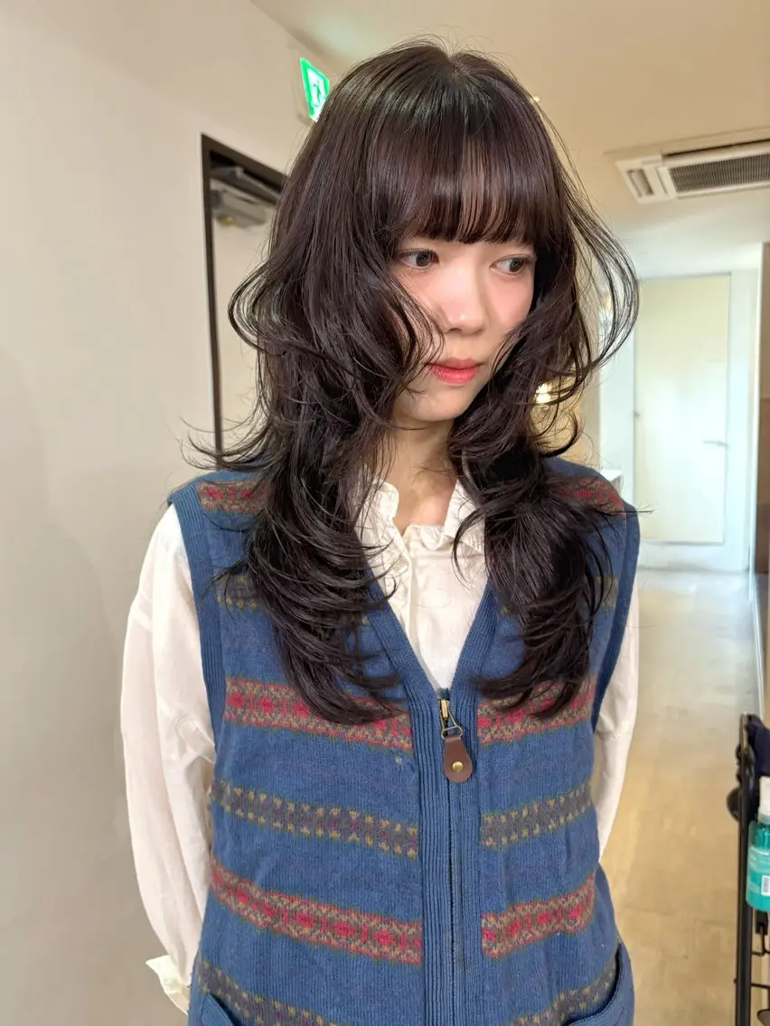 ロング カラー カット ヘアカラー mizuki/ピンク ベージュ.レイヤーのヘアスタイル