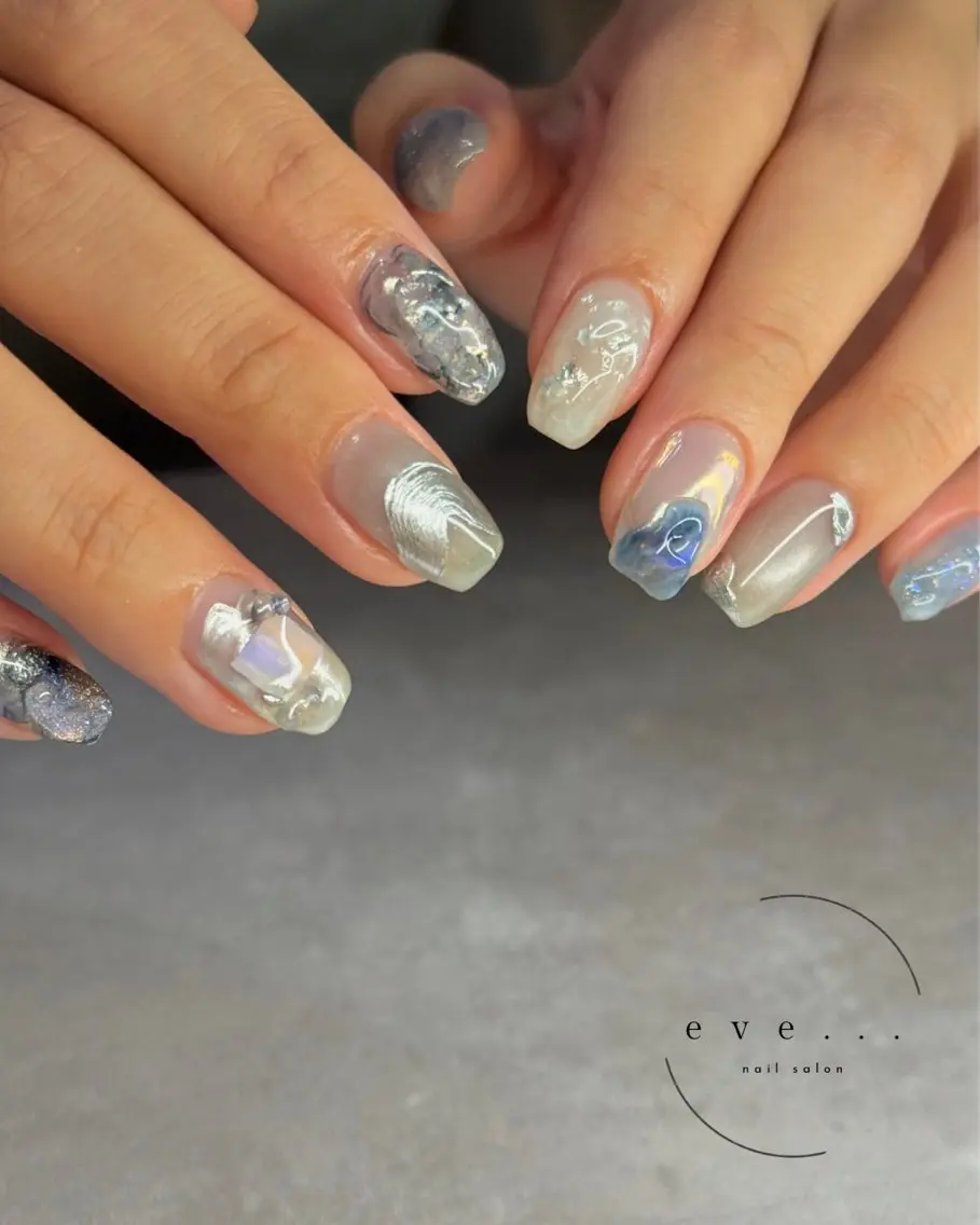 ネイル ブルー ハンドネイル nail salon eve...のネイルデザイン
