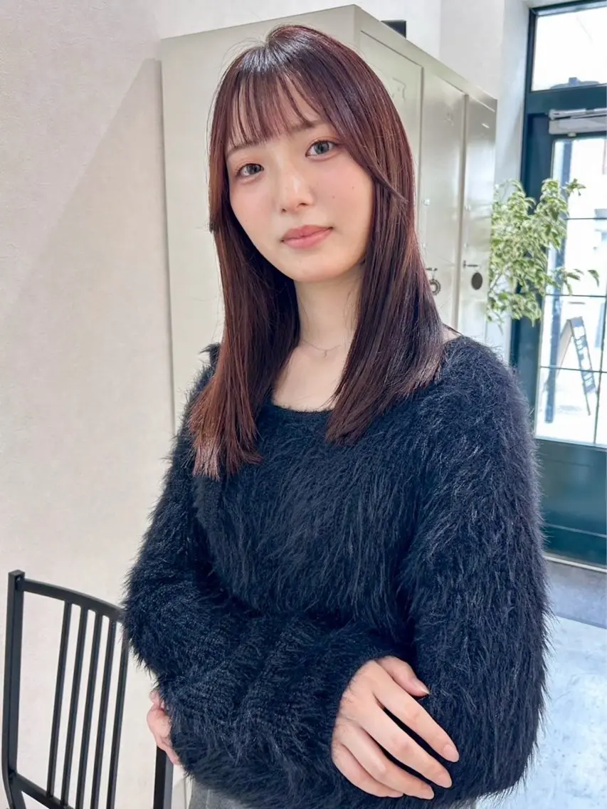 ロング カラー ブリーチ ブラウンカラー カシス 透明感カラー ブリーチなしカラー ヘアカラー 中野 芽郁のヘアスタイル