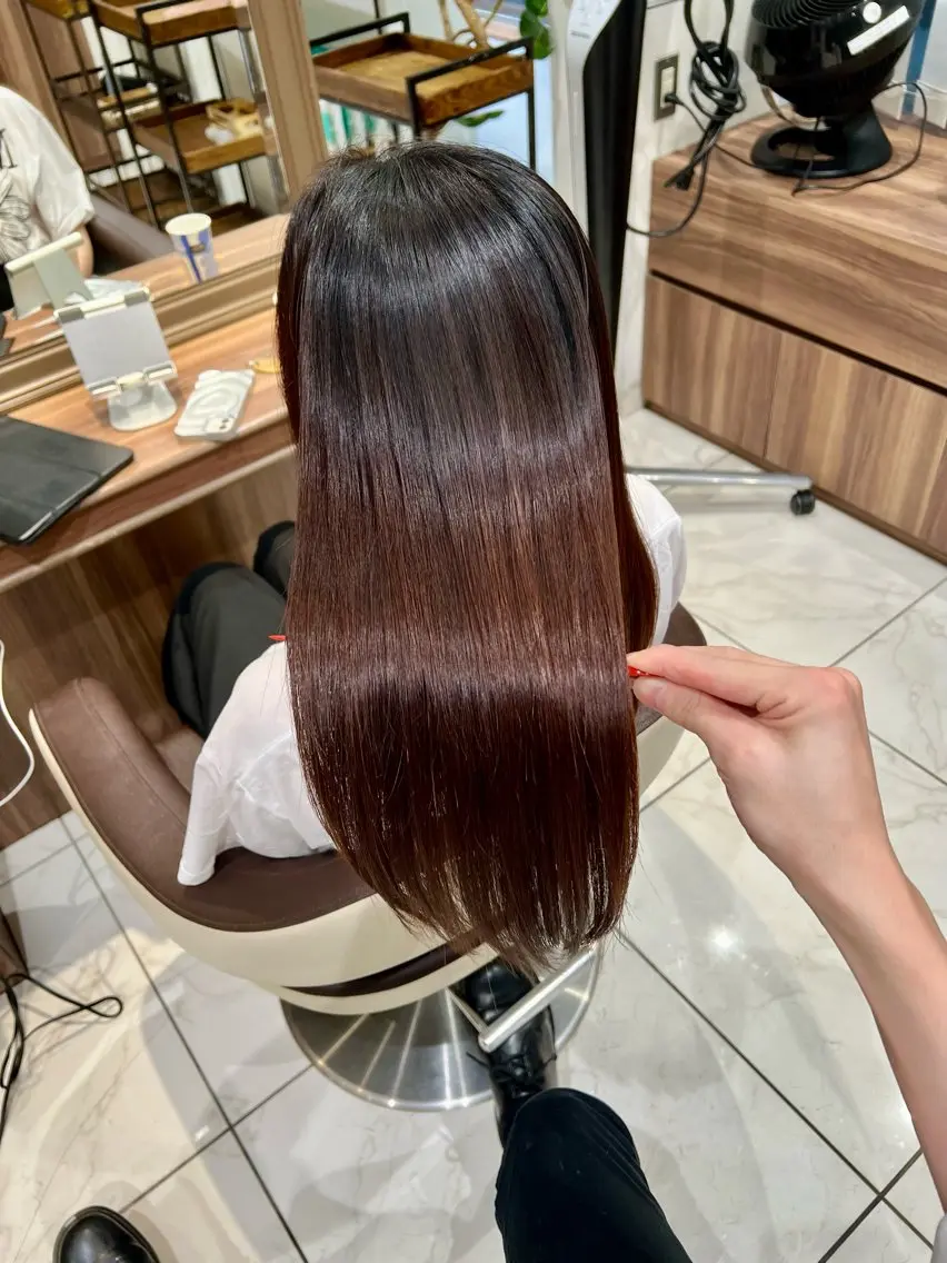 ロング 縮毛矯正 トリートメント 髪質改善縮毛矯正 谷口雄太のヘアスタイル