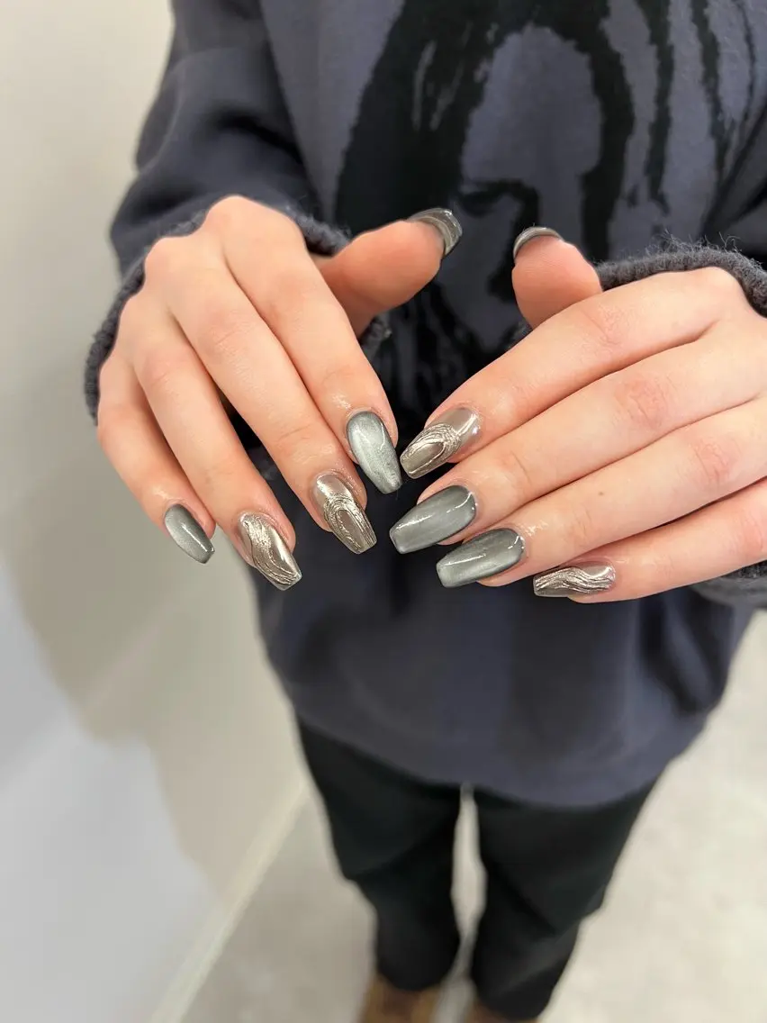ネイル ジェルネイル マグネットネイル ニュアンスネイル パラジェル シンプルネイル ハンドネイル ハンドケア Bana_ Nailのネイルデザイン