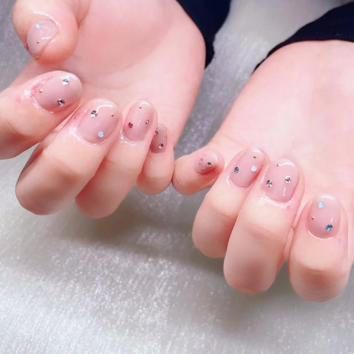 ネイル 長さ出し ストーンネイル ハンドネイル Nailist suzuのネイルデザイン